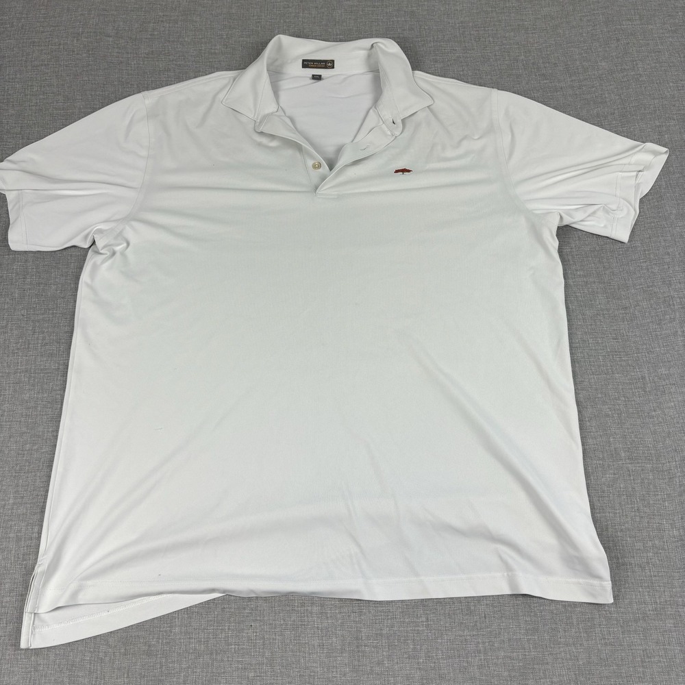 Peter Millar Summer Comfort Polo Shirt Mens 2XL White Short Sleeve Golf